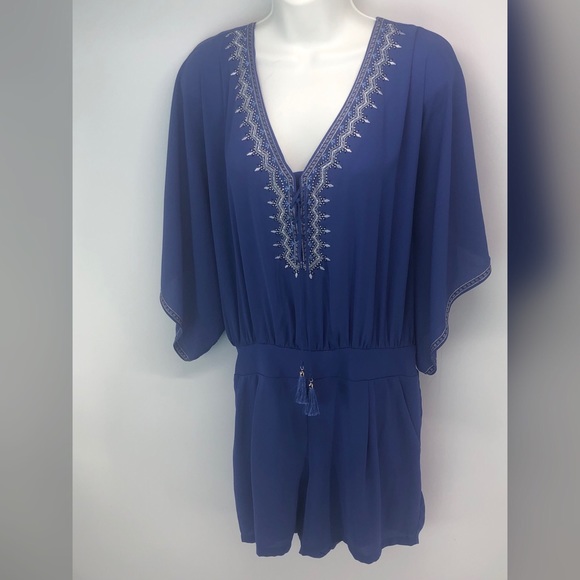 White House Black Market Blue Romper with pockets in Excellent Condition - Picture 3 of 11